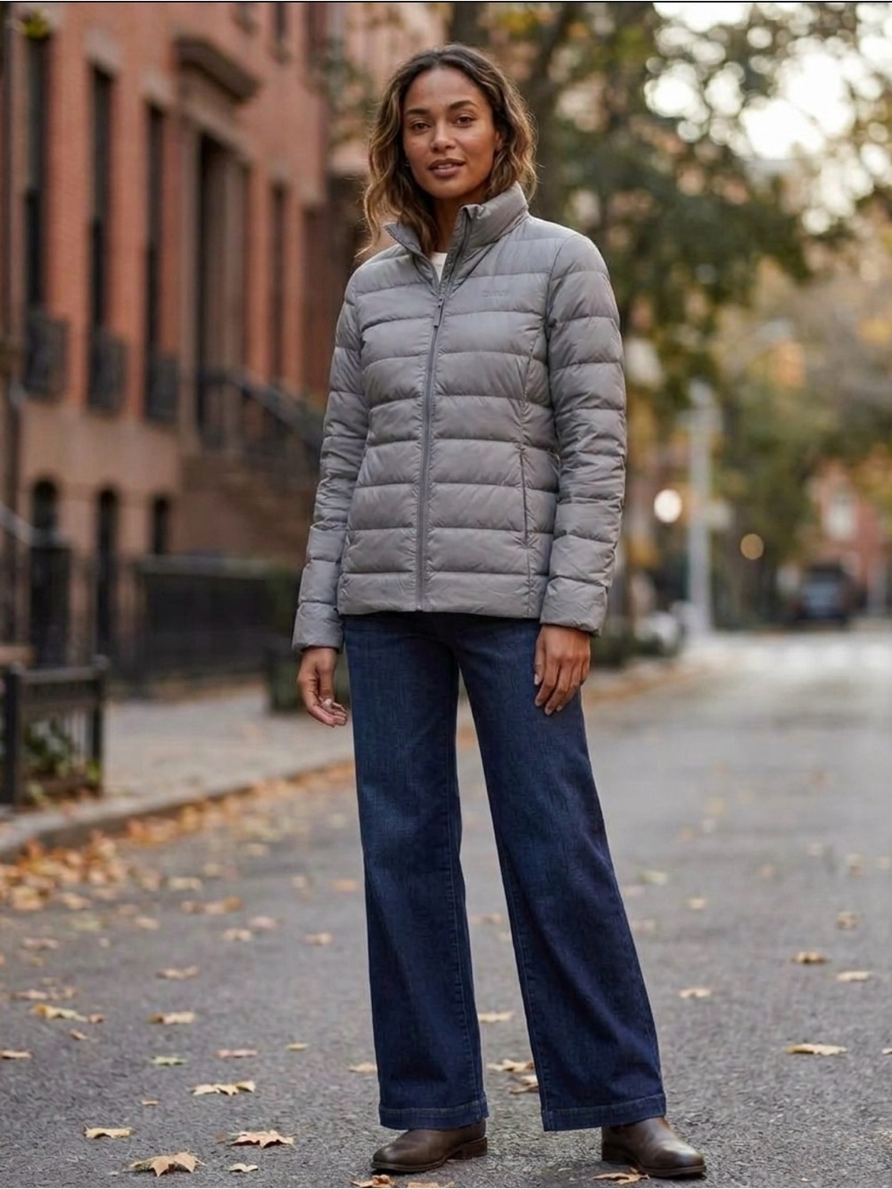 Quince light gray puffer jacket. Size S.
